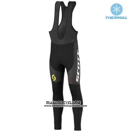 2016 Maillot Ciclismo Scott Noir et Brillant Vert Manches Longues et Cuissard