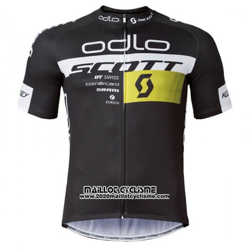 2016 Maillot Ciclismo Scott Noir et Jaune Manches Courtes et Cuissard