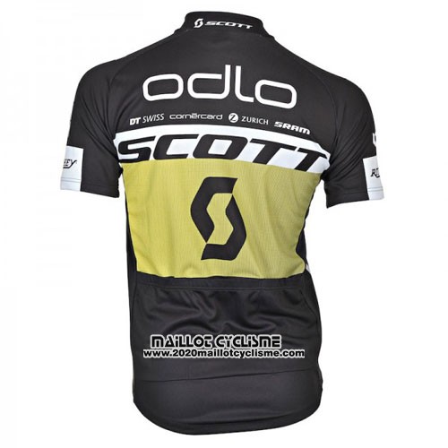 2016 Maillot Ciclismo Scott Noir et Jaune Manches Courtes et Cuissard