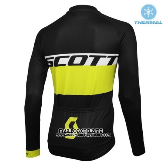 2016 Maillot Ciclismo Scott Noir et Jaune Manches Longues et Cuissard