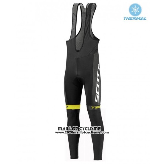 2016 Maillot Ciclismo Scott Noir et Jaune Manches Longues et Cuissard