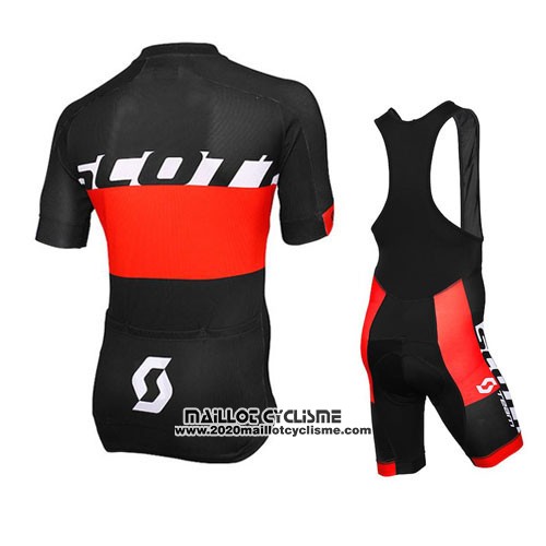 2016 Maillot Ciclismo Scott Noir et Rouge Manches Courtes et Cuissard