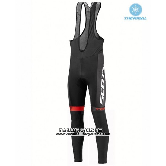 2016 Maillot Ciclismo Scott Noir et Rouge Manches Longues et Cuissard