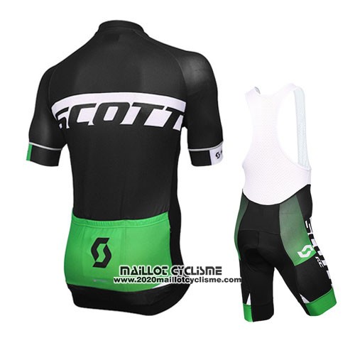 2016 Maillot Ciclismo Scott Noir et Vert Manches Courtes et Cuissard