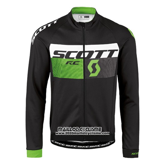 2016 Maillot Ciclismo Scott Vert et Noir Manches Longues et Cuissard
