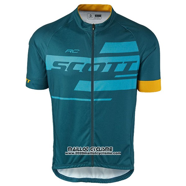 2017 Maillot Ciclismo Scott Bleu Manches Courtes et Cuissard