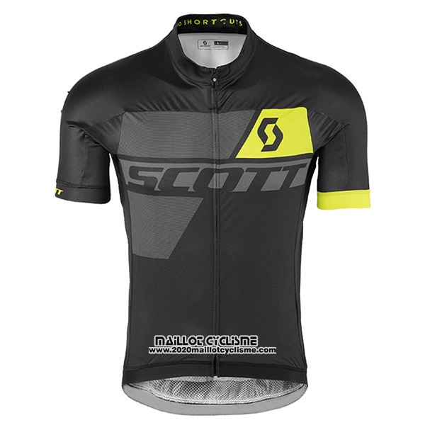 2017 Maillot Ciclismo Scott Jaune et Noir Manches Courtes et Cuissard