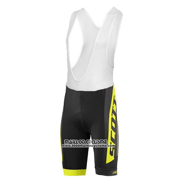 2017 Maillot Ciclismo Scott Noir et Jaune Manches Courtes et Cuissard