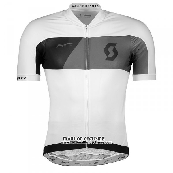 2018 Maillot Ciclismo Scott RC Gris Blanc Manches Courtes et Cuissard