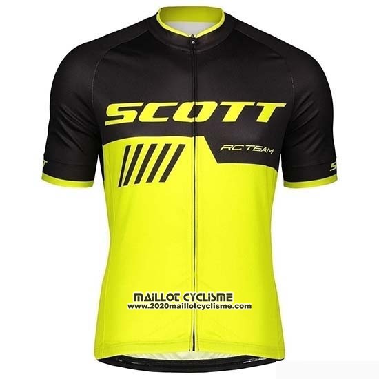2019 Maillot Ciclismo Scott Noir Jaune Manches Courtes et Cuissard