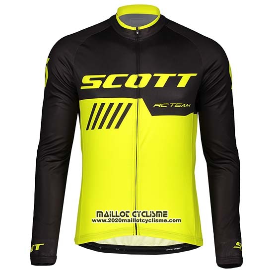 2019 Maillot Ciclismo Scott Noir Jaune Manches Longues et Cuissard