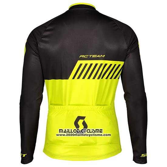 2019 Maillot Ciclismo Scott Noir Jaune Manches Longues et Cuissard