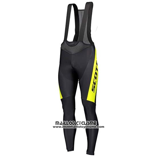 2019 Maillot Ciclismo Scott Noir Jaune Manches Longues et Cuissard