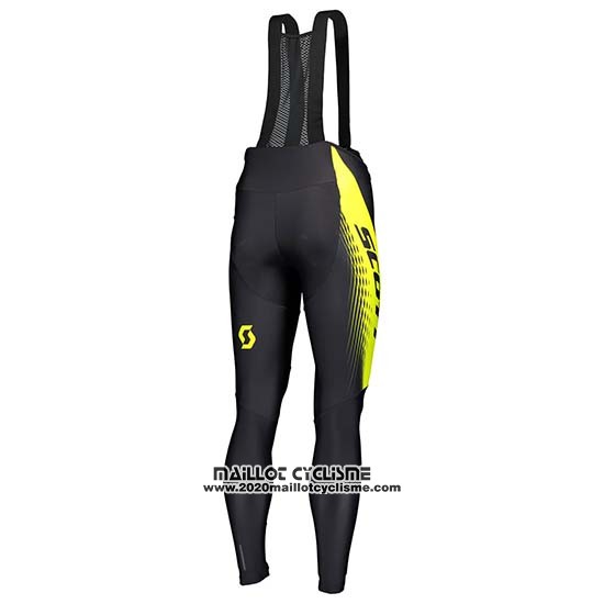 2019 Maillot Ciclismo Scott Noir Jaune Manches Longues et Cuissard