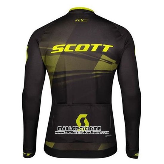 2020 Maillot Ciclismo Scott Jaune Noir Manches Longues et Cuissard