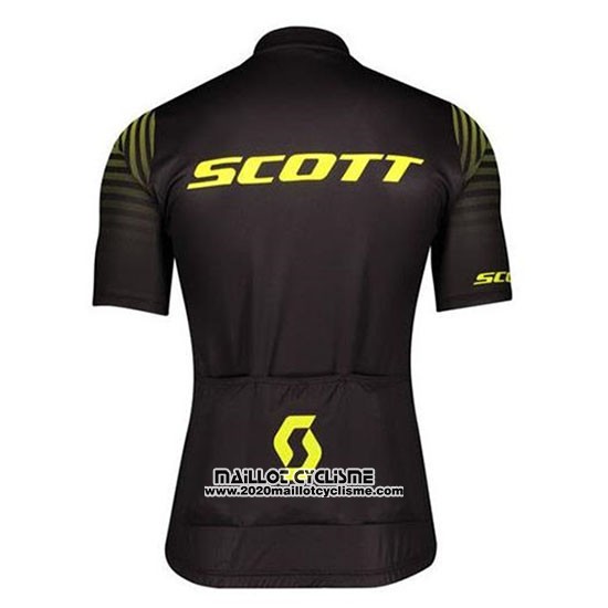 2020 Maillot Ciclismo Scott Noir Jaune Manches Courtes et Cuissard