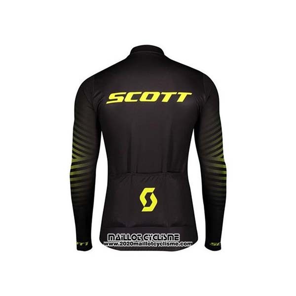 2020 Maillot Ciclismo Scott Noir Jaune Manches Longues et Cuissard
