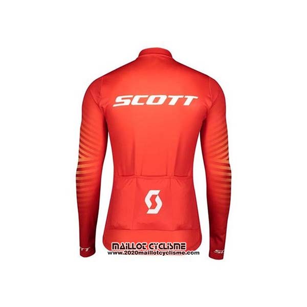 2020 Maillot Ciclismo Scott Rouge Blanc Manches Longues et Cuissard