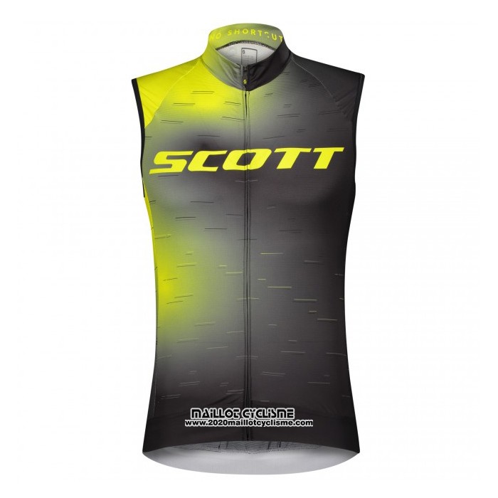 2021 Gilet Coupe-vent Scott Noir Jaune Manches Courtes et Cuissard