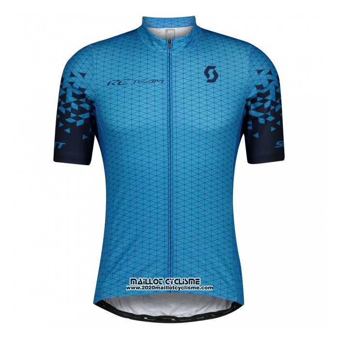 2021 Maillot Cyclisme Scott Bleu Manches Courtes et Cuissard