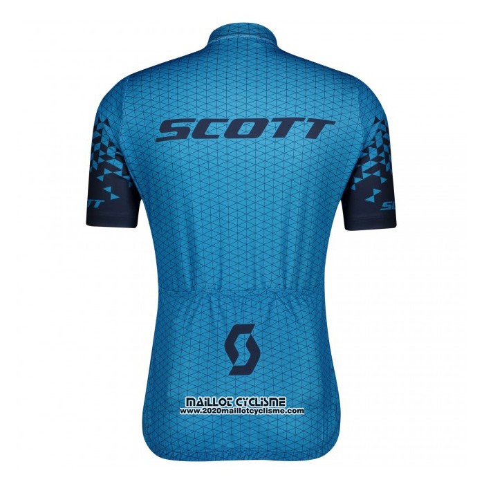 2021 Maillot Cyclisme Scott Bleu Manches Courtes et Cuissard