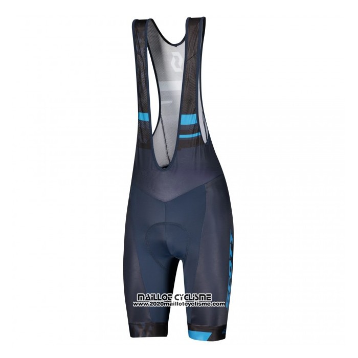 2021 Maillot Cyclisme Scott Bleu Noir Manches Courtes et Cuissard
