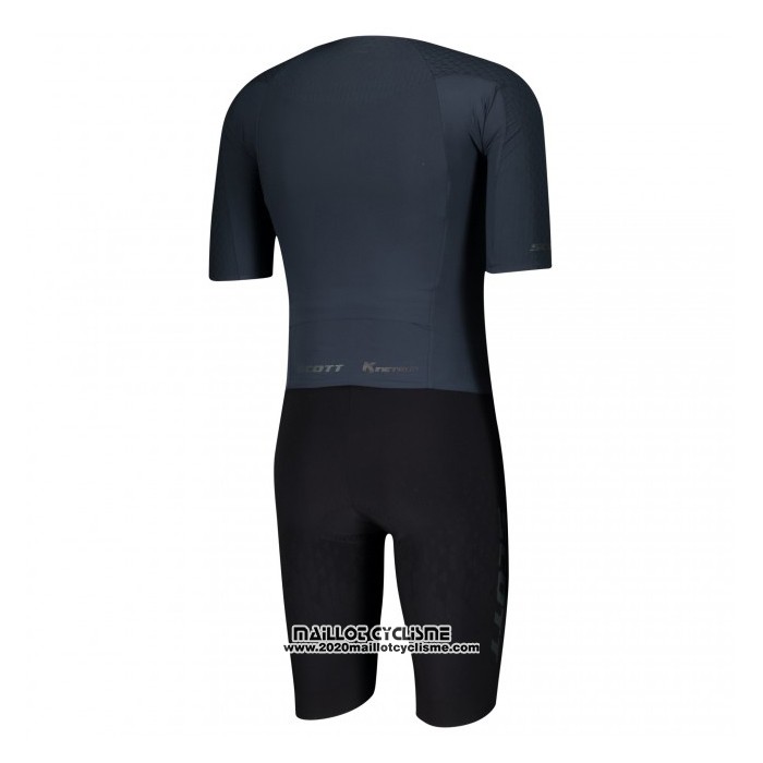 2021 Maillot Cyclisme Scott Fonce Bleu Manches Courtes et Cuissard