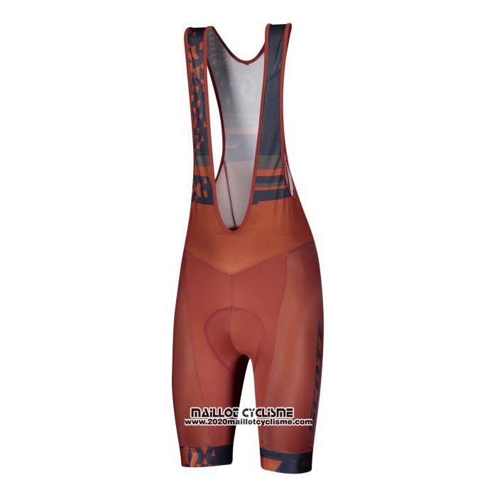 2021 Maillot Cyclisme Scott Fonce Bleu Orange Manches Courtes et Cuissard