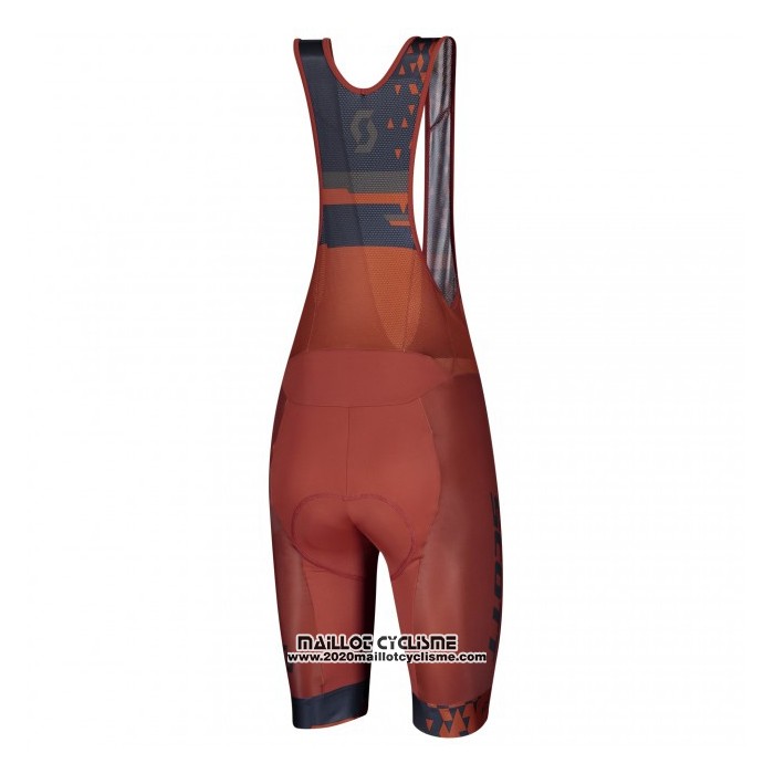 2021 Maillot Cyclisme Scott Fonce Bleu Orange Manches Courtes et Cuissard