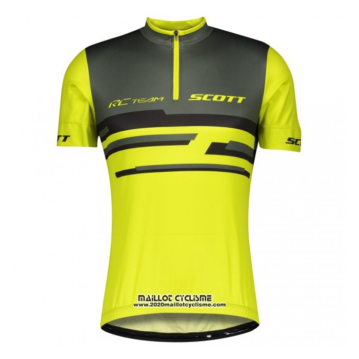 2021 Maillot Cyclisme Scott Gris Jaune Manches Courtes et Cuissard