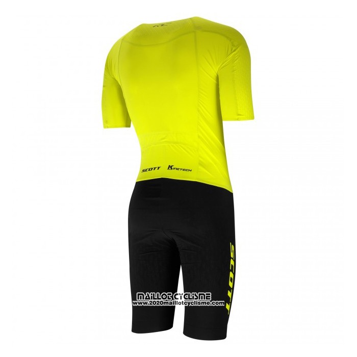 2021 Maillot Cyclisme Scott Jaune Manches Courtes et Cuissard