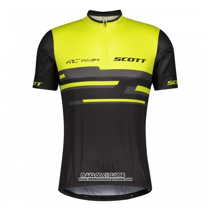 2021 Maillot Cyclisme Scott Jaune Noir Manches Courtes et Cuissard