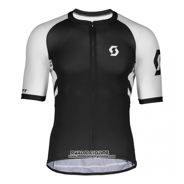 2021 Maillot Cyclisme Scott Noir Blanc Manches Courtes et Cuissard
