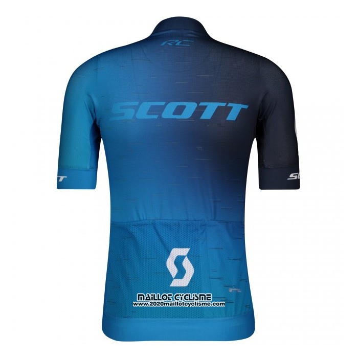 2021 Maillot Cyclisme Scott Noir Bleu Manches Courtes et Cuissard