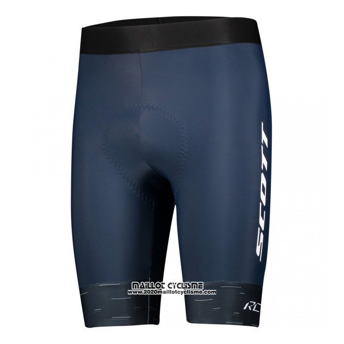 2021 Maillot Cyclisme Scott Noir Bleu Manches Courtes et Cuissard