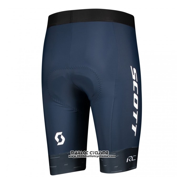 2021 Maillot Cyclisme Scott Noir Bleu Manches Courtes et Cuissard
