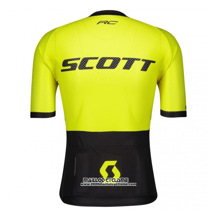 2021 Maillot Cyclisme Scott Noir Jaune Manches Courtes et Cuissard
