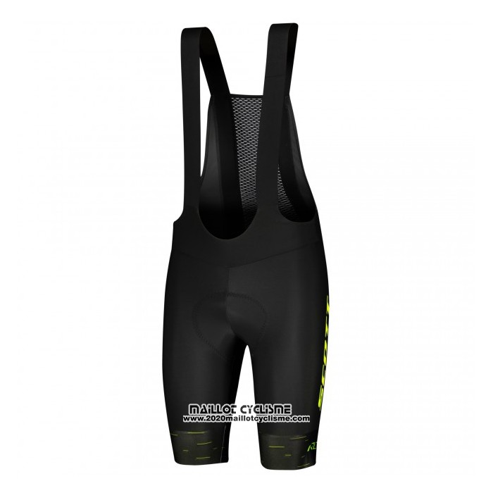 2021 Maillot Cyclisme Scott Noir Jaune Manches Courtes et Cuissard