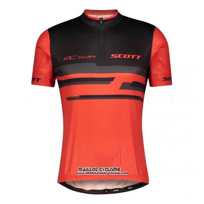 2021 Maillot Cyclisme Scott Rouge Noir Manches Courtes et Cuissard