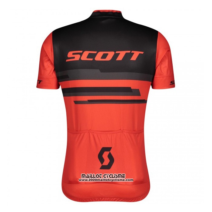 2021 Maillot Cyclisme Scott Rouge Noir Manches Courtes et Cuissard