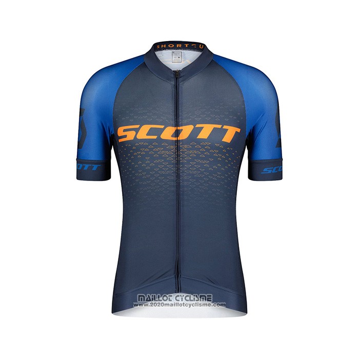 2022 Maillot Cyclisme Scott Bleu Jaune Manches Courtes et Cuissard