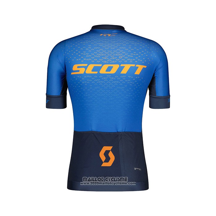 2022 Maillot Cyclisme Scott Bleu Jaune Manches Courtes et Cuissard