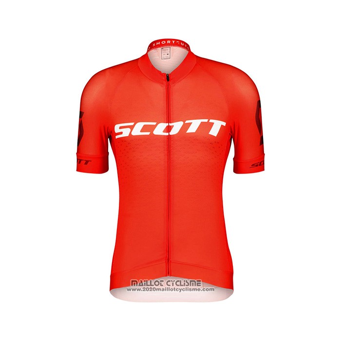 2022 Maillot Cyclisme Scott Rouge Blanc Manches Courtes et Cuissard