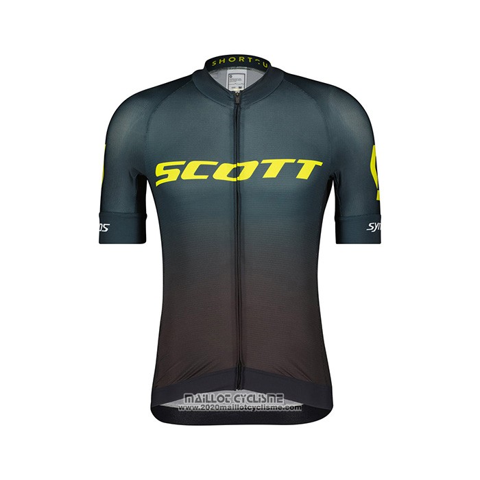 2022 Maillot Cyclisme Scott Vert Marron Manches Courtes et Cuissard