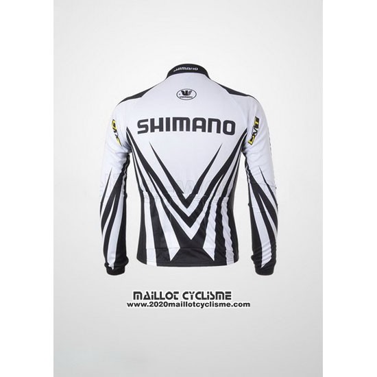 2010 Maillot Ciclismo Shimano Blanc et Noir Manches Longues et Cuissard