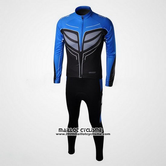 2010 Maillot Ciclismo Shimano Bleu et Noir Manches Longues et Cuissard