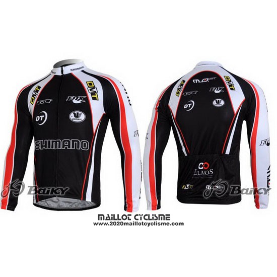 2010 Maillot Ciclismo Shimano Rouge et Noir Manches Longues et Cuissard