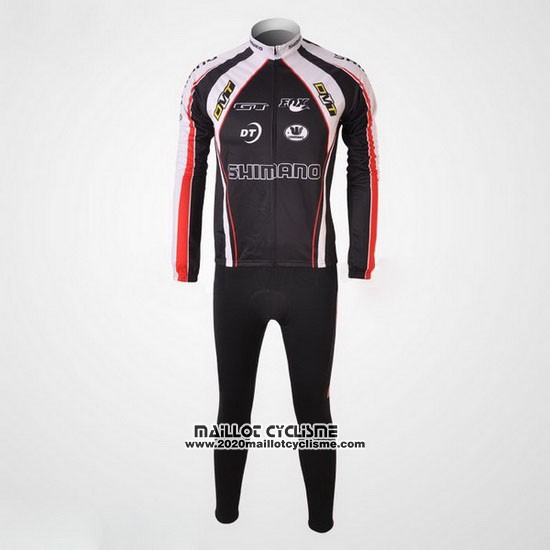 2010 Maillot Ciclismo Shimano Rouge et Noir Manches Longues et Cuissard