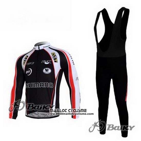 2010 Maillot Ciclismo Shimano Rouge et Noir Manches Longues et Cuissard
