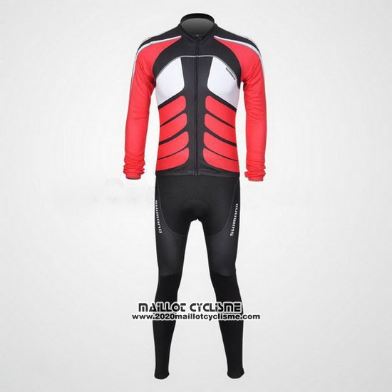2011 Maillot Ciclismo Shimano Blanc et Noir Manches Longues et Cuissard